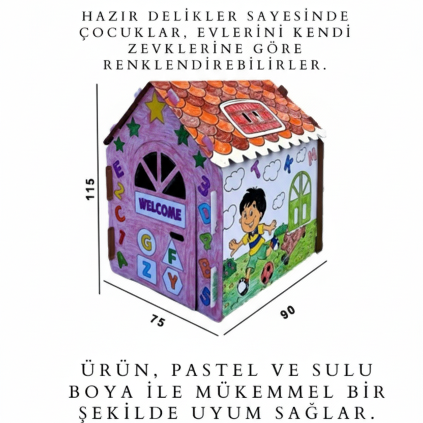 Boyanabilir Dev Karton Boyama & Oyun Evi (Aktivite Çadırı)